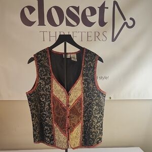 White Stag Black and Gold Brocade Tank Top